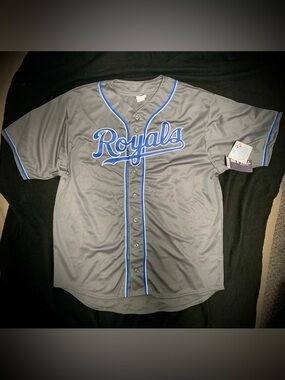 Majestic Kansas City Royals Jersey Men’s 2XT NWT Gray Button Front MLB